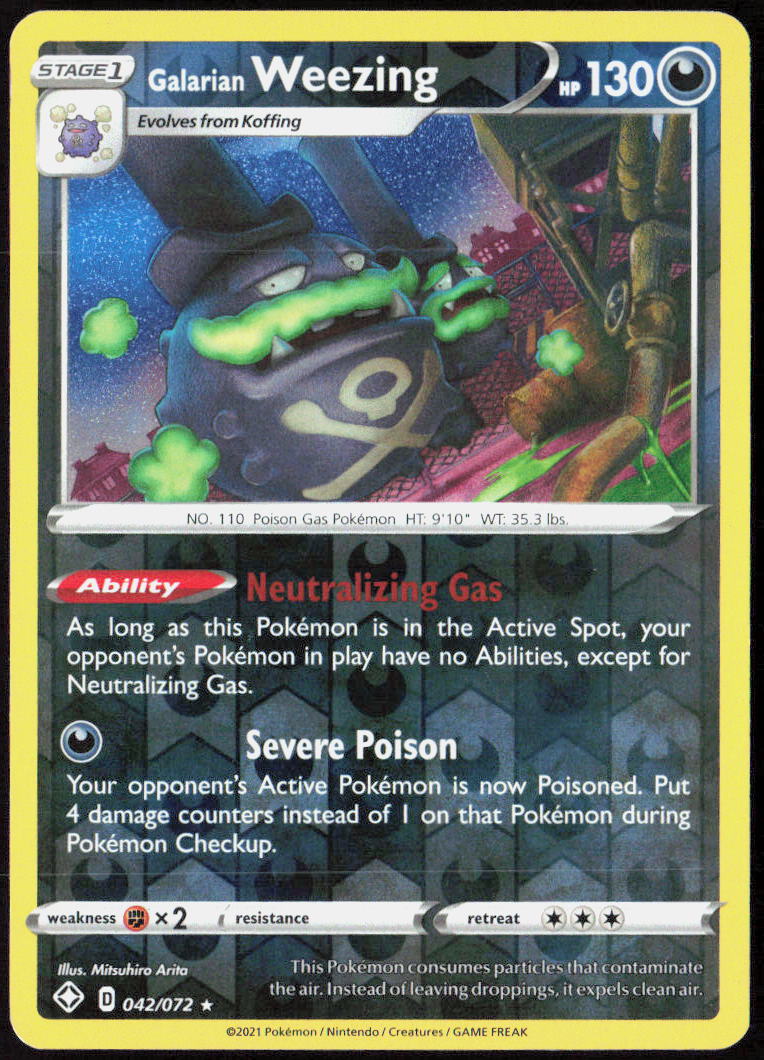 Galarian Weezing Reverse Holo 042/072 Shining Fates Pokemon TCG LP