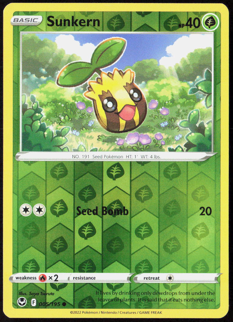 Sunkern Reverse Holo 005/195 SWSH12: Silver Tempest Pokemon TCG LP