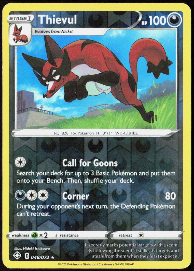Thievul Reverse Holo 048/072 Shining Fates Pokemon TCG LP
