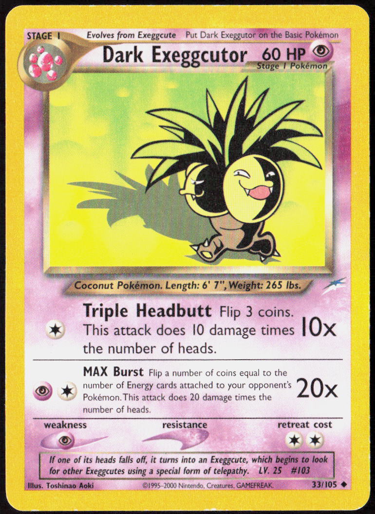 Dark Exeggcutor Unlimited 033/105 Neo Destiny Pokemon TCG MP