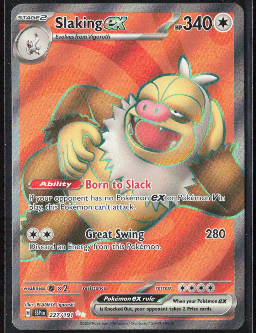 Slaking ex Holo 227/191 SV08: Surging Sparks Pokemon TCG NM