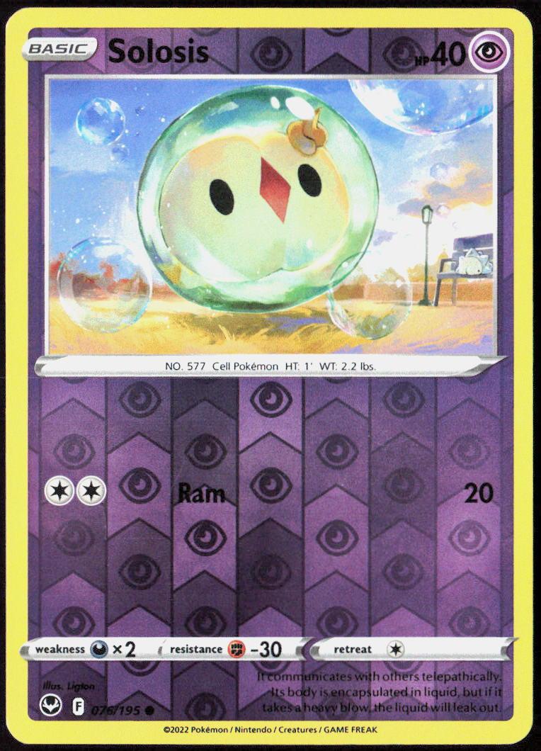 Solosis Reverse Holo 076/195 SWSH12: Silver Tempest Pokemon TCG LP