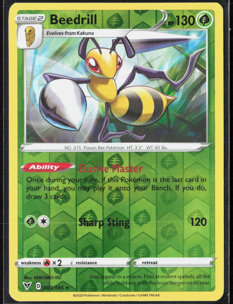 Beedrill Reverse Holo 003/185 SWSH04: Vivid Voltage Pokemon TCG LP