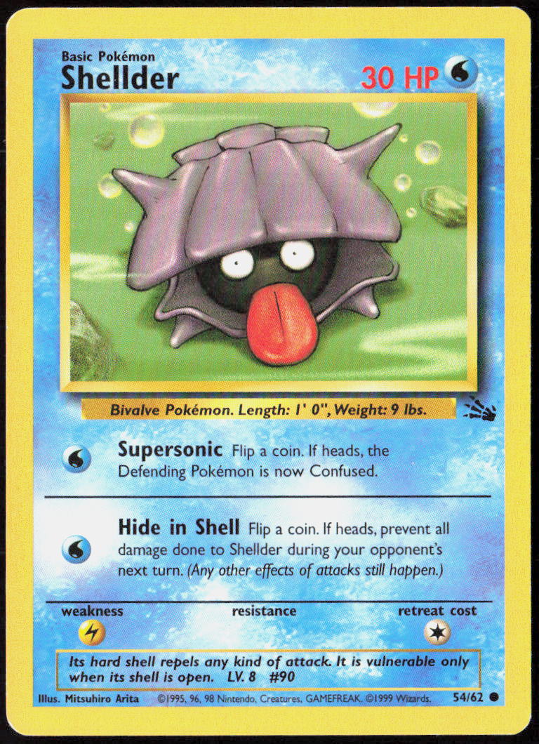 Shellder Unlimited 54/62 Fossil Pokemon TCG LP