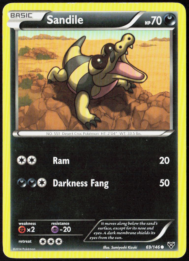Sandile 69/146 XY Base Set Pokemon TCG LP