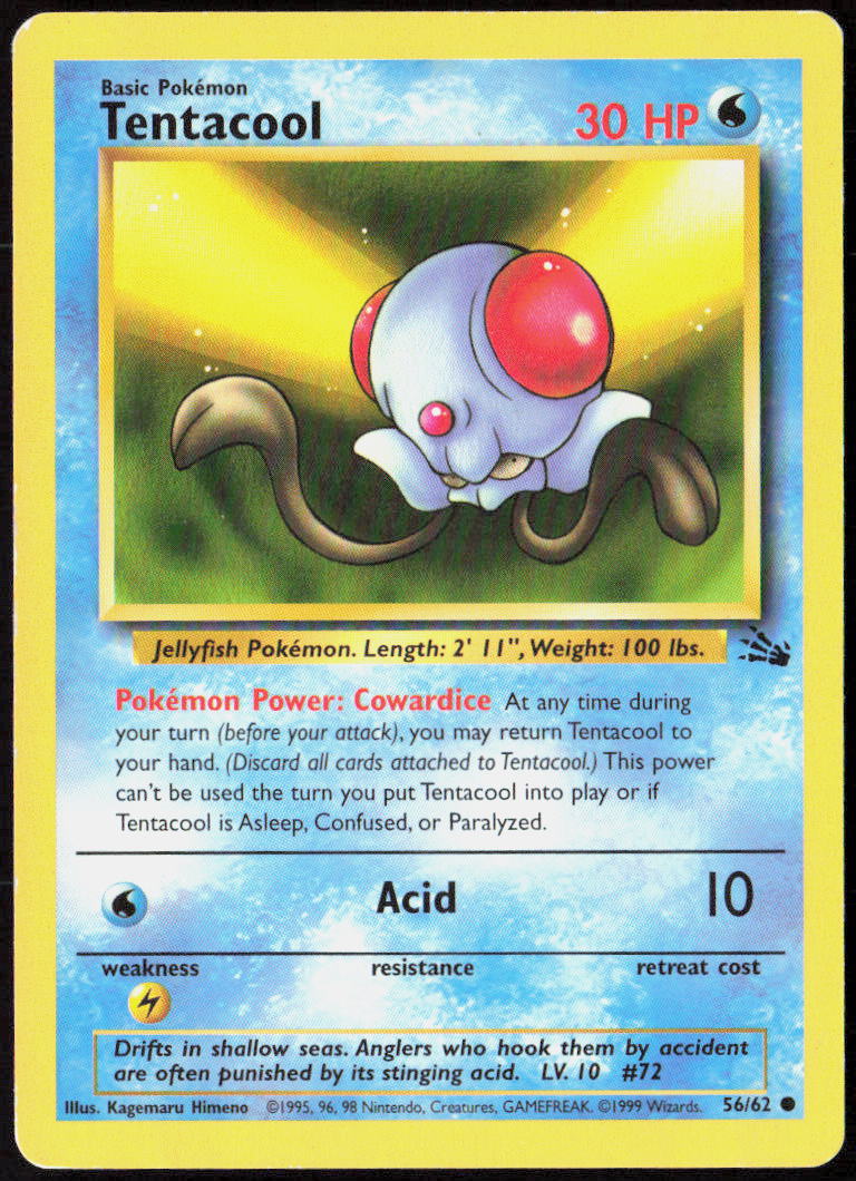 Tentacool Unlimited 56/62 Fossil Pokemon TCG LP