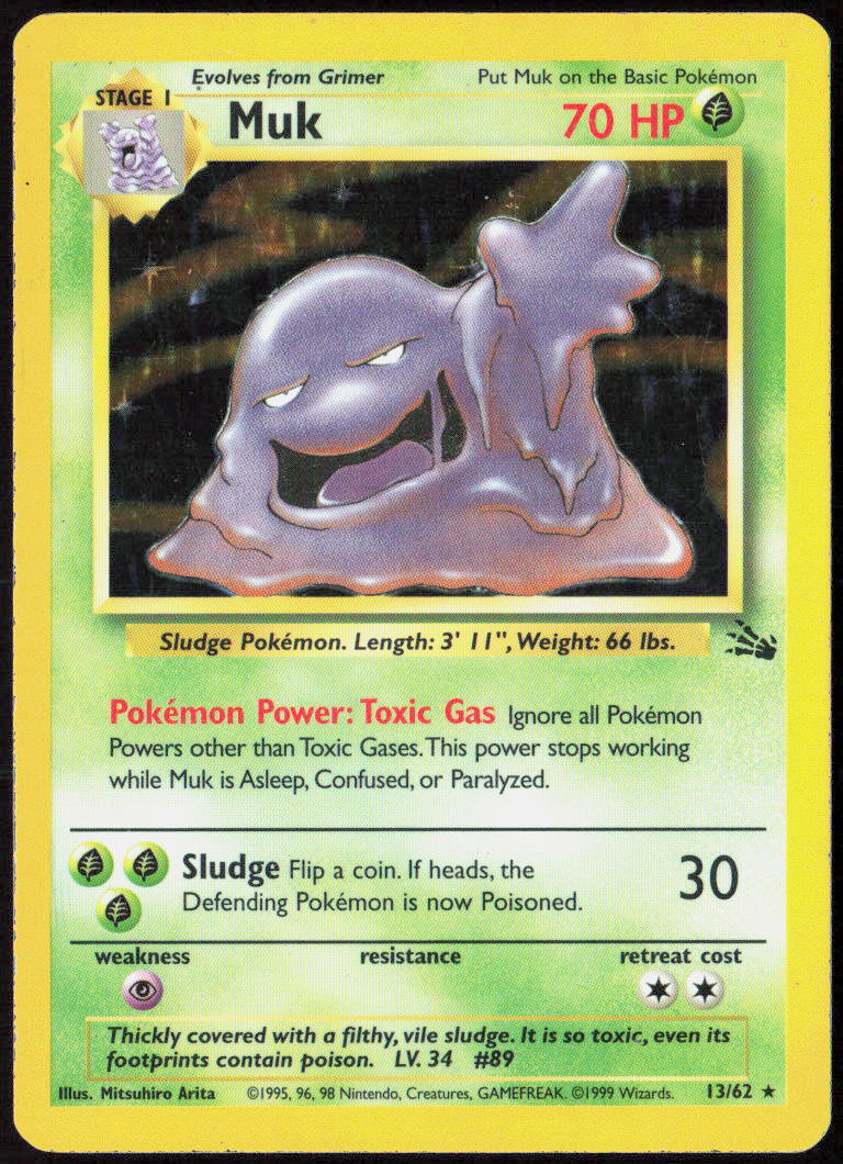Muk (13) Unlimited Holo 13/62 Fossil Pokemon TCG LP