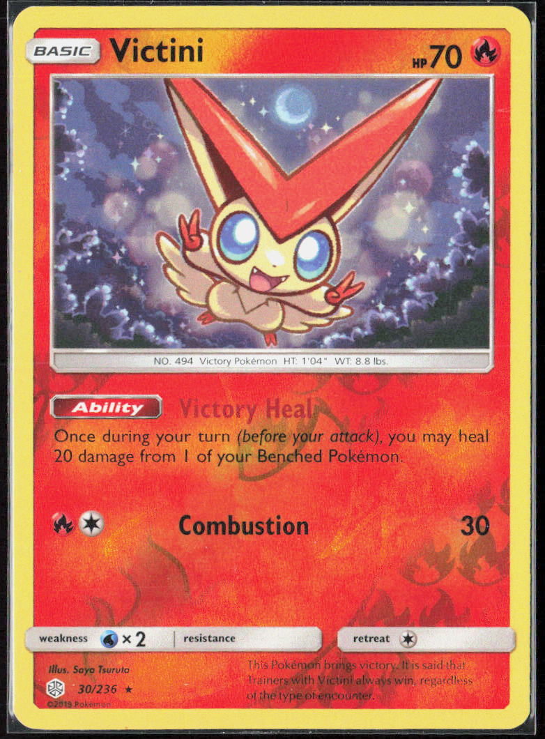Victini Reverse Holo 30/236 SM - Cosmic Eclipse Pokemon TCG LP