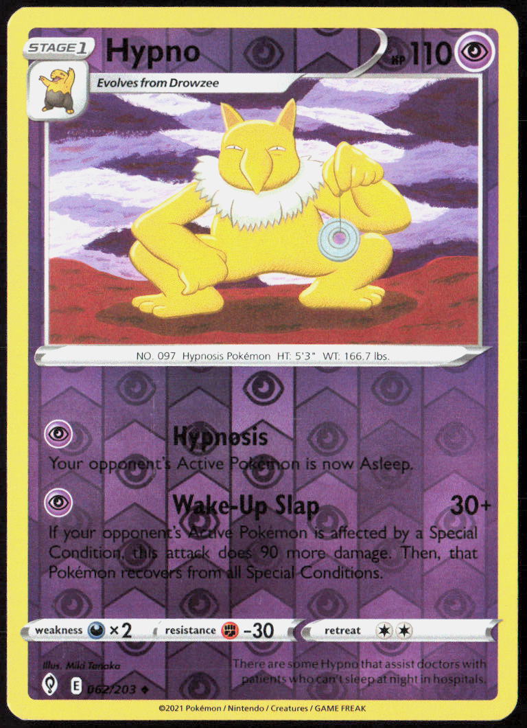 Hypno Reverse Holo 062/203 SWSH07: Evolving Skies Pokemon TCG LP