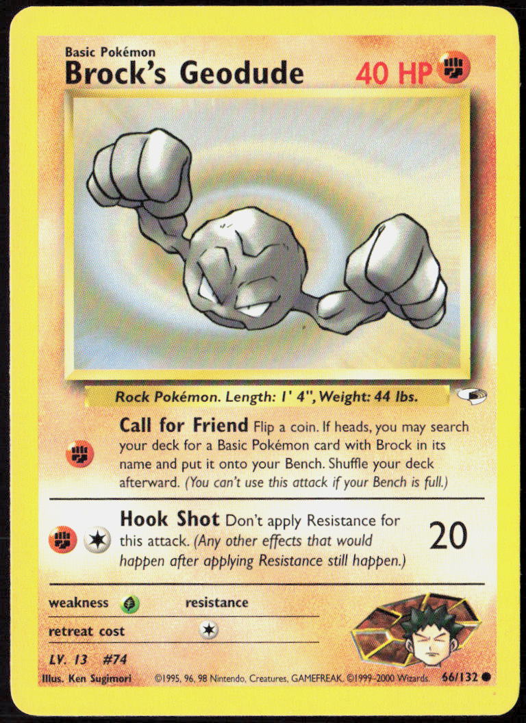 Brock's Geodude (66) Unlimited 066/132 Gym Heroes Pokemon TCG NM