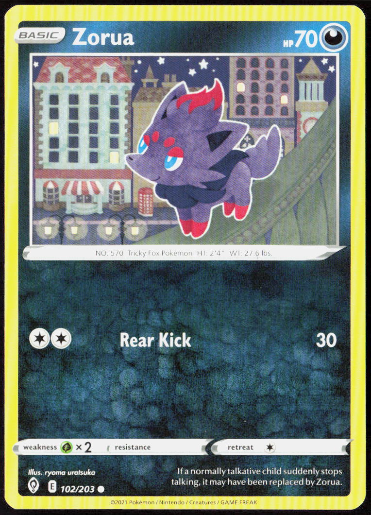 Zorua 102/203 SWSH07: Evolving Skies Pokemon TCG LP