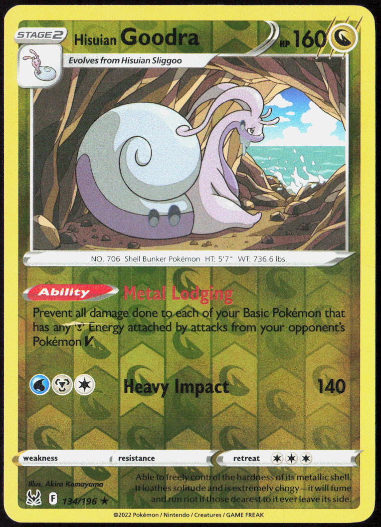 Hisuian Goodra Reverse Holo 134/196 SWSH11: Lost Origin Pokemon TCG LP