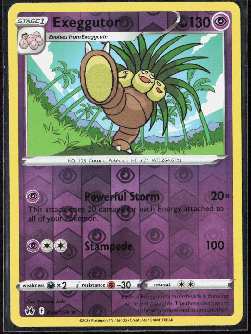 Exeggutor Reverse Holo 058/159 SWSH: Crown Zenith Pokemon TCG LP