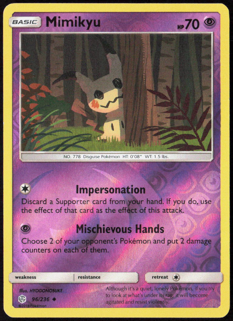 Mimikyu (96) Reverse Holo 96/236 SM - Cosmic Eclipse Pokemon TCG LP