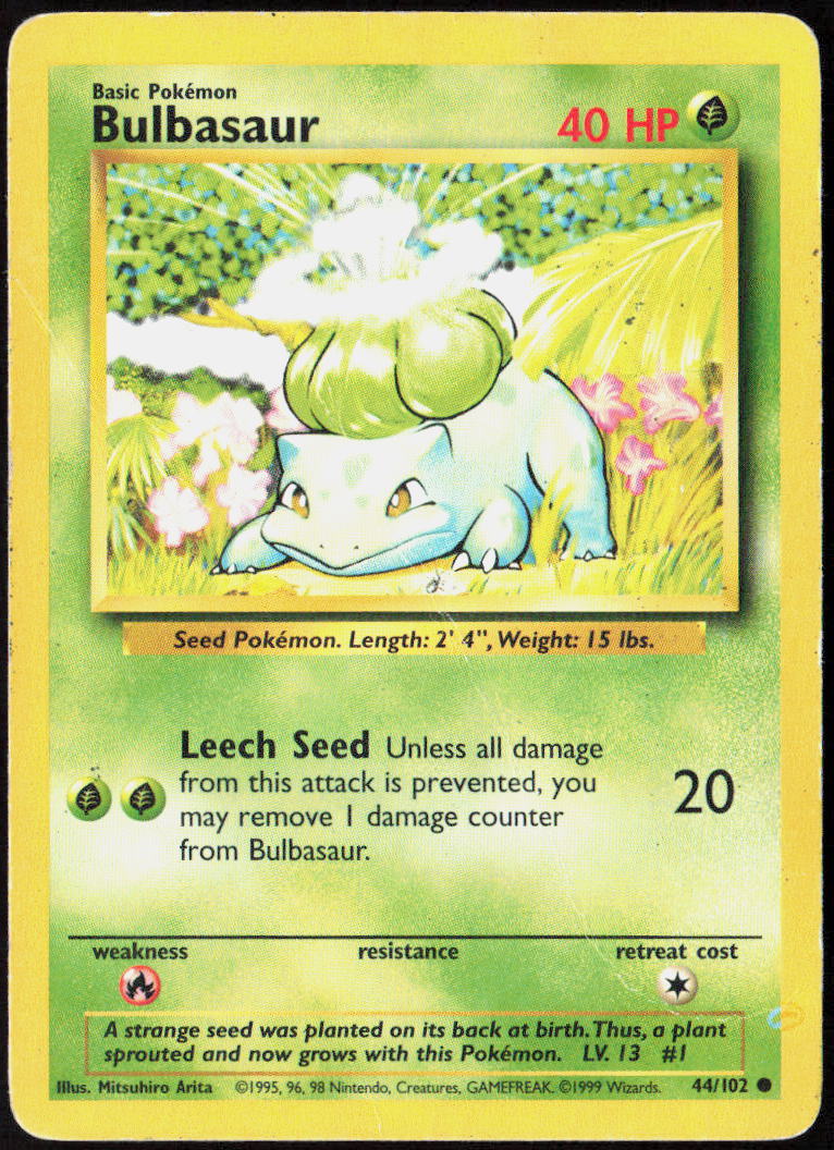 Bulbasaur 044/102 Base Set Pokemon TCG MP