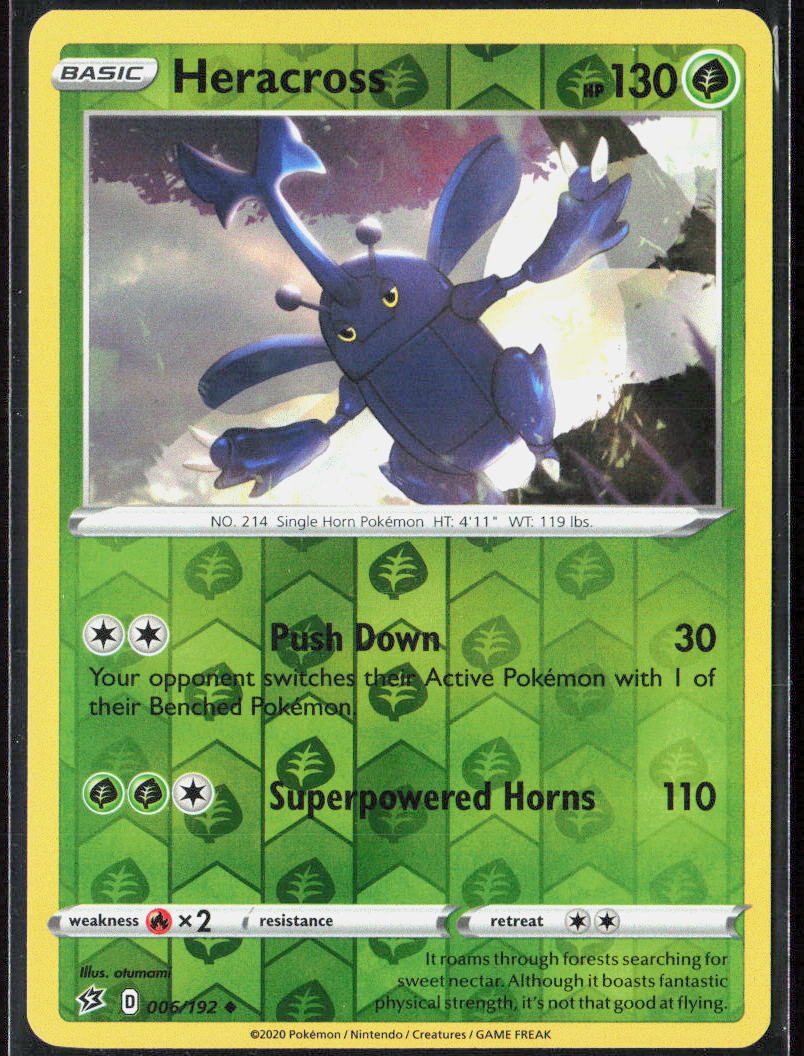 Heracross Reverse Holo 006/192 SWSH02: Rebel Clash Pokemon TCG LP