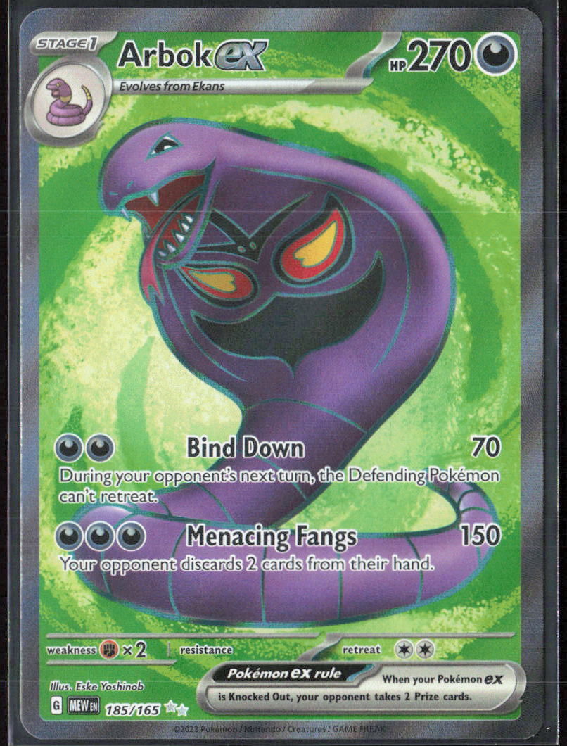 Arbok ex Holo 185/165 SV: Scarlet & Violet 151 Pokemon TCG NM