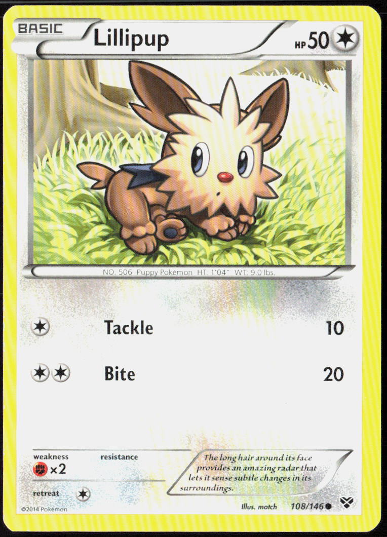 Lillipup 108/146 XY Base Set Pokemon TCG LP