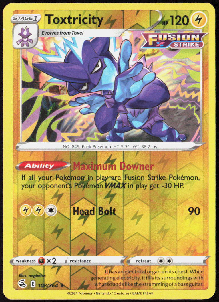 Toxtricity (108) Reverse Holo 108/264 SWSH08: Fusion Strike NM