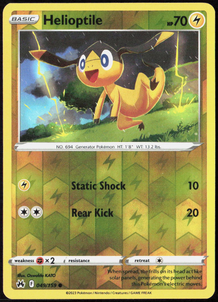 Helioptile Reverse Holo 049/159 SWSH: Crown Zenith Pokemon TCG LP