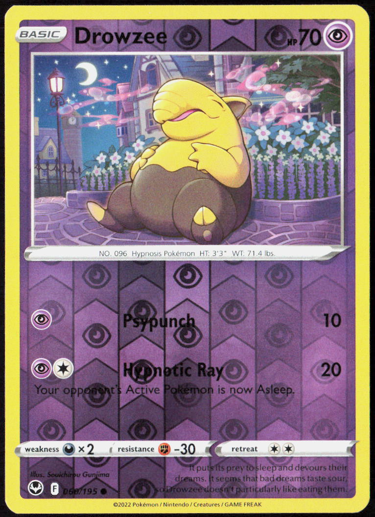 Drowzee Reverse Holo 060/195 SWSH12: Silver Tempest Pokemon TCG LP