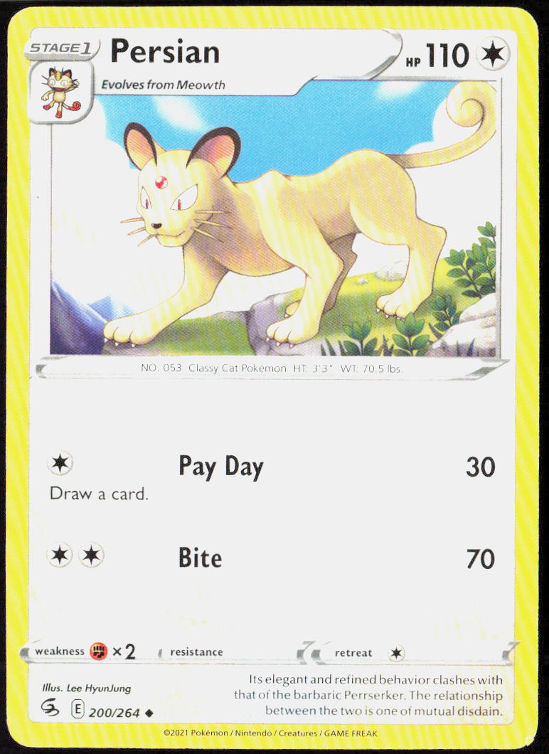 Persian 200/264 SWSH08: Fusion Strike Pokemon TCG LP