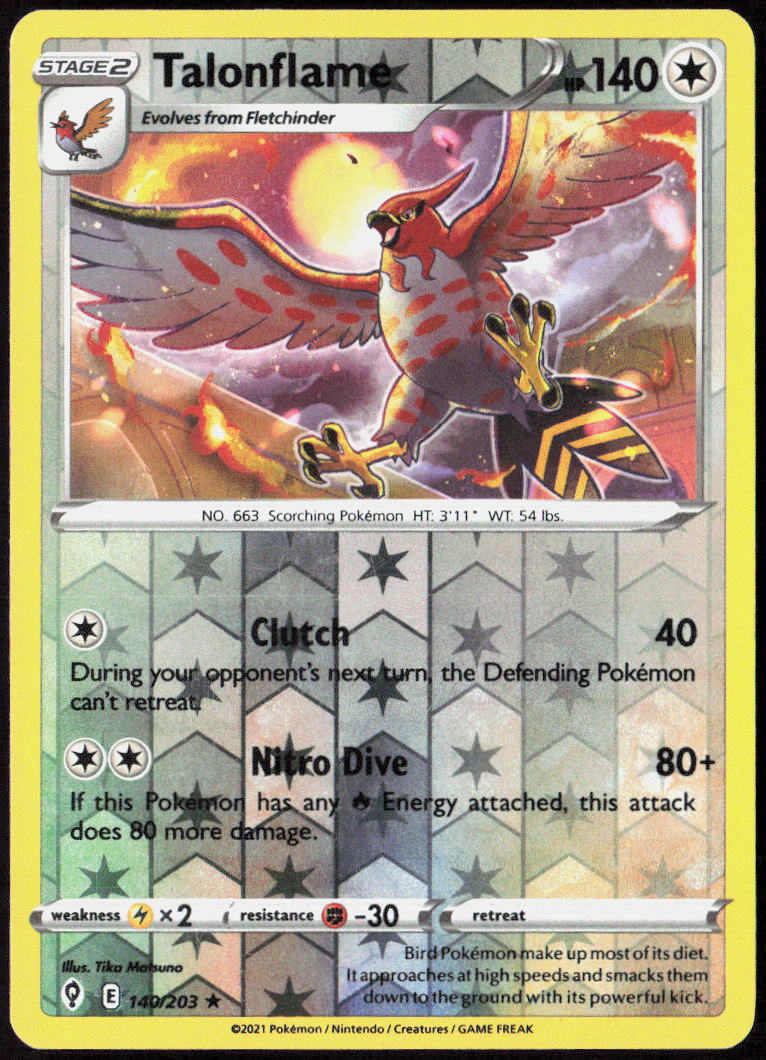 Talonflame Reverse Holo 140/203 SWSH07: Evolving Skies Pokemon TCG LP