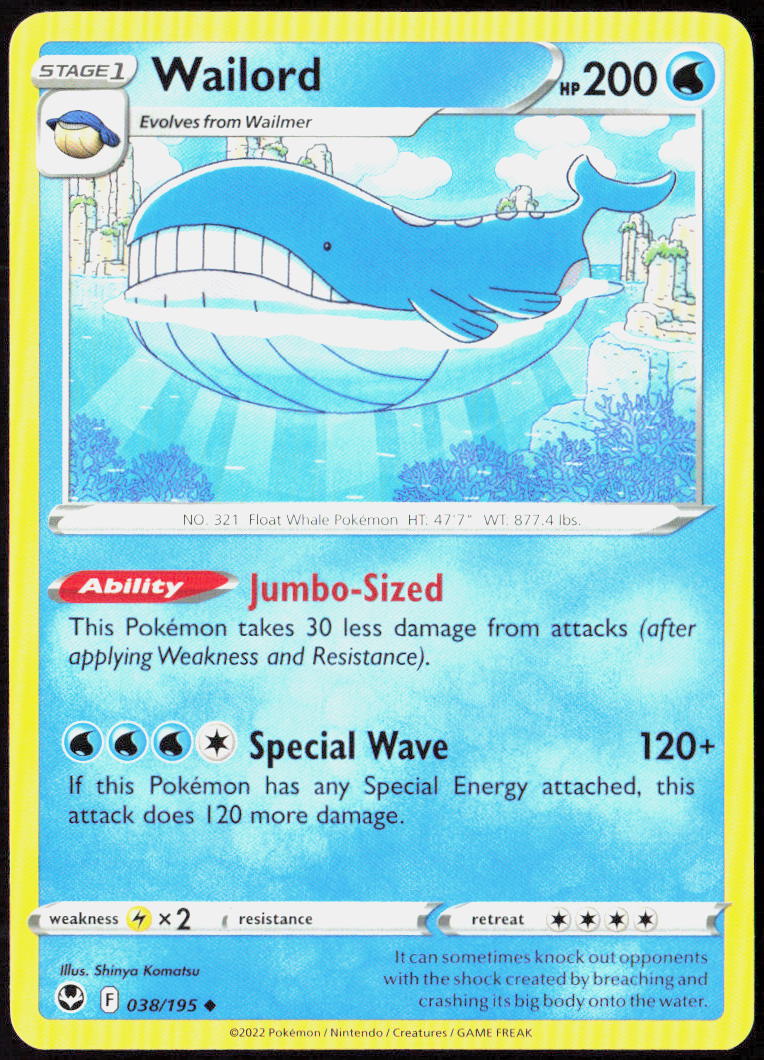 Wailord 038/195 SWSH12: Silver Tempest Pokemon TCG LP