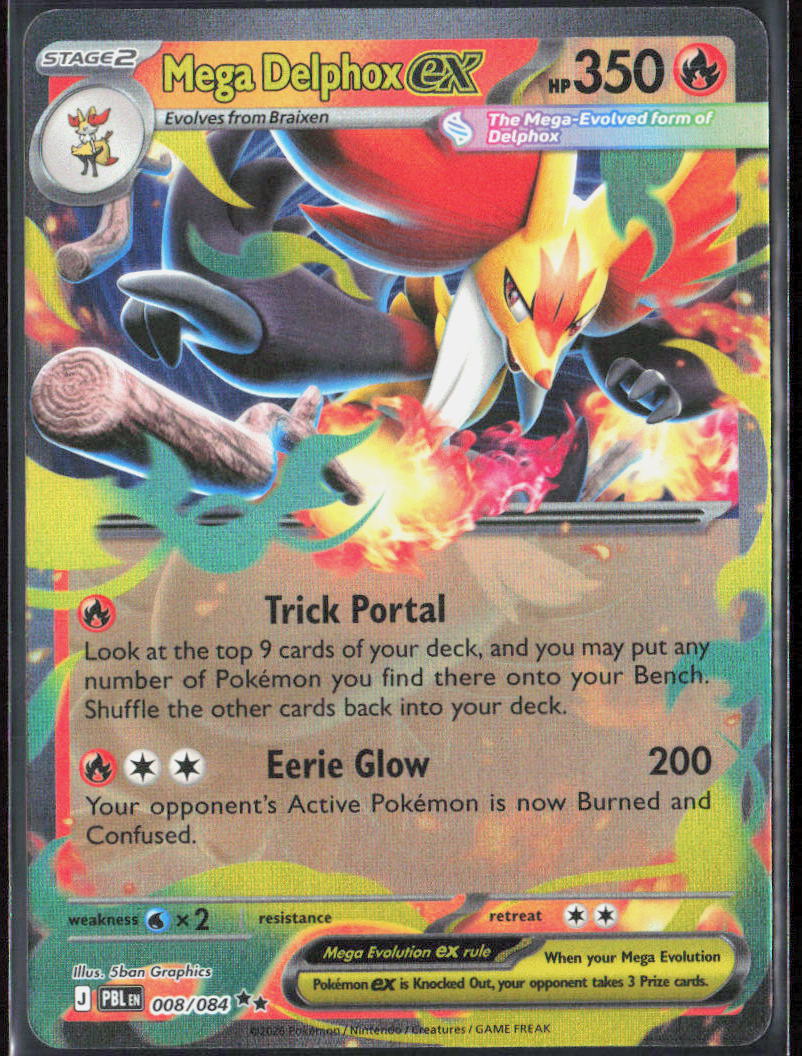 Mega Delphox ex Holo 008/084 ME05: Pitch Black Pokemon TCG NM
