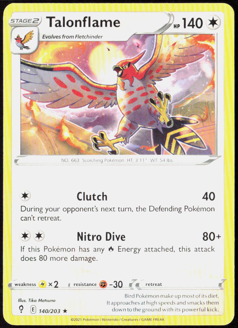 Talonflame 140/203 SWSH07: Evolving Skies Pokemon TCG LP