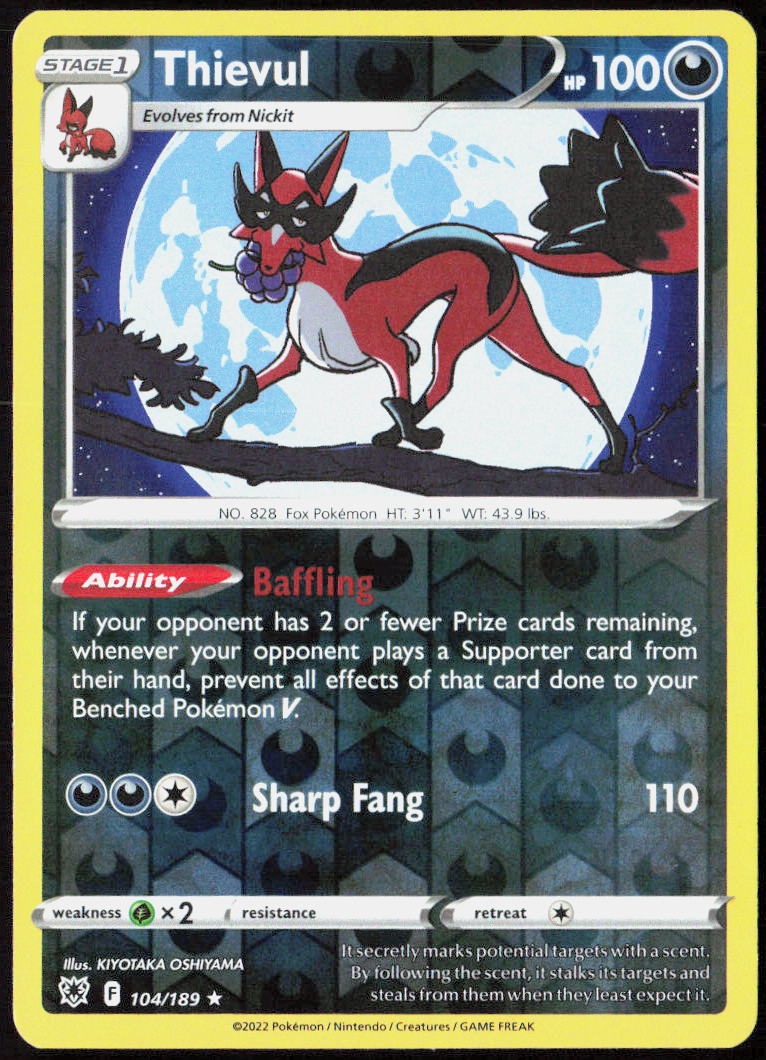 Thievul Reverse Holo 104/189 SWSH10: Astral Radiance Pokemon TCG LP