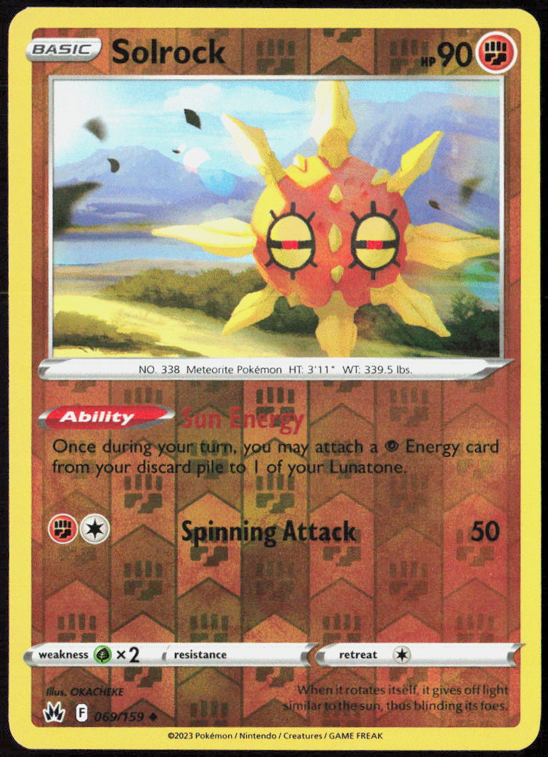 Solrock Reverse Holo 069/159 SWSH: Crown Zenith Pokemon TCG LP