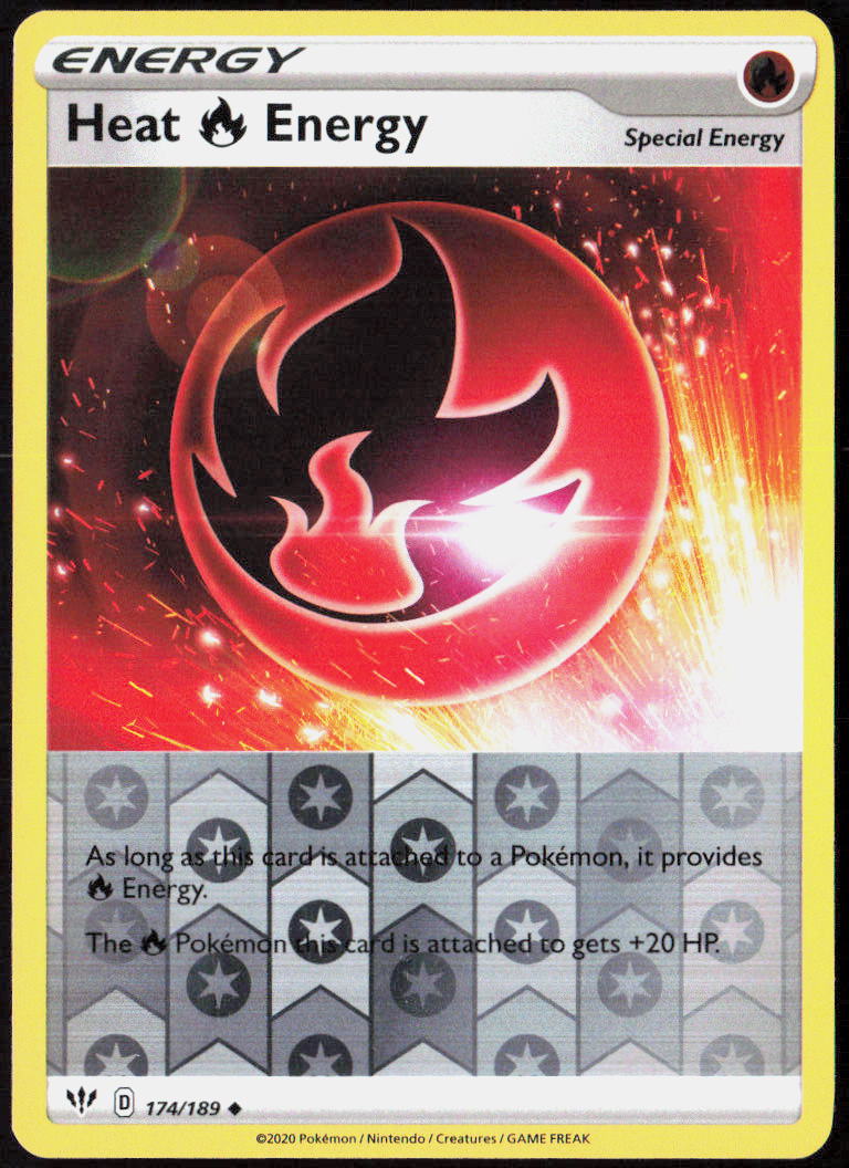 Heat R Energy Reverse Holo 174/189 SWSH03: Darkness Ablaze Pokemon TCG LP