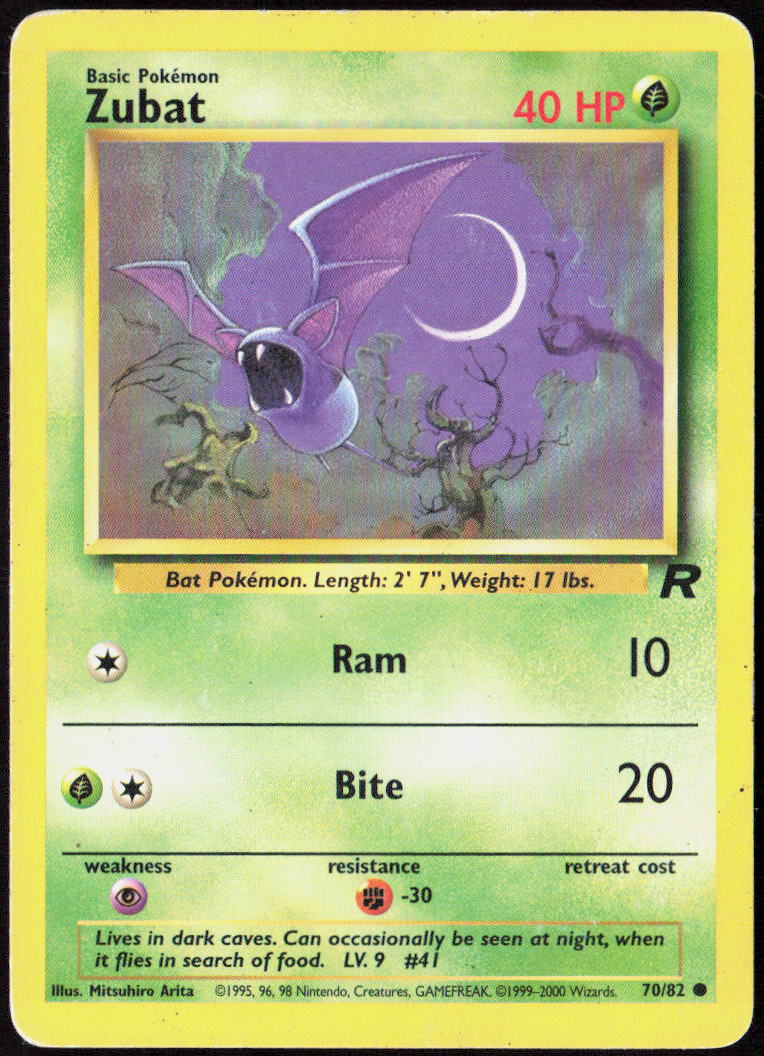 Zubat Unlimited 70/82 Team Rocket Pokemon TCG MP
