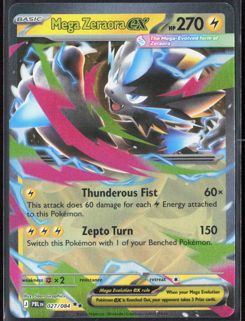 Mega Zeraora ex Holo 027/084 ME05: Pitch Black Pokemon TCG NM