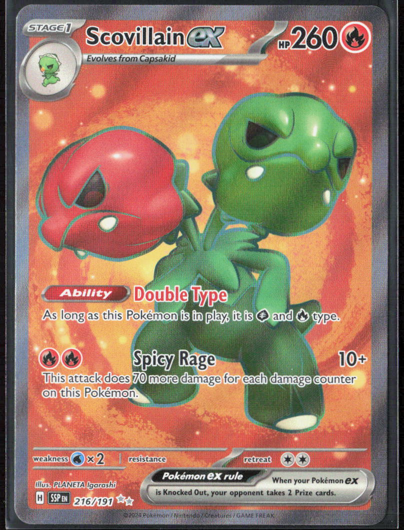 Scovillain ex Holo 216/191 SV08: Surging Sparks Pokemon TCG NM