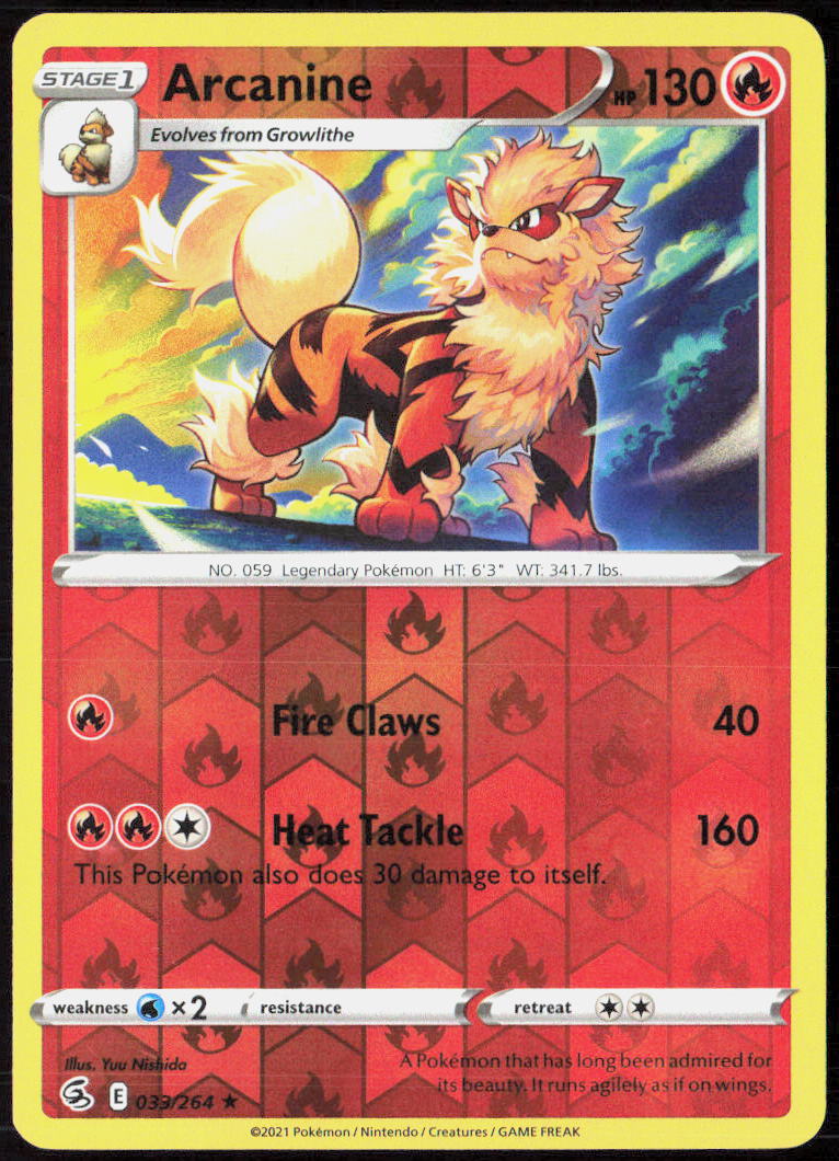 Arcanine Reverse Holo 033/264 SWSH08: Fusion Strike NM