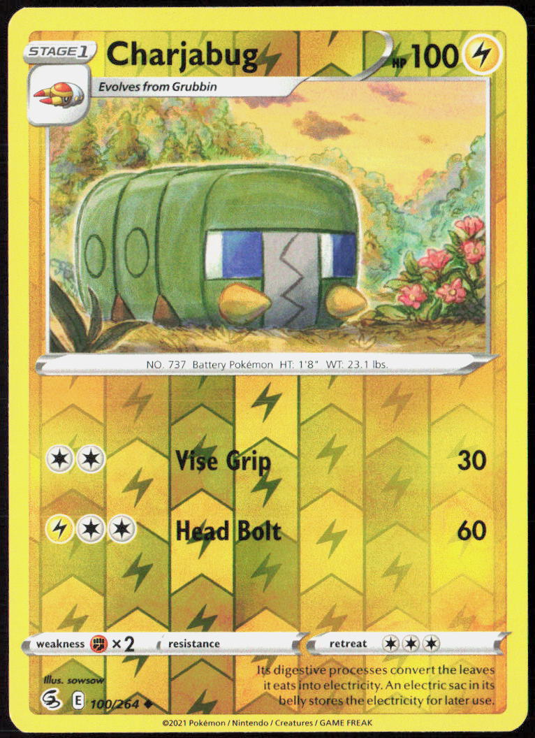 Charjabug Reverse Holo 100/264 SWSH08: Fusion Strike NM