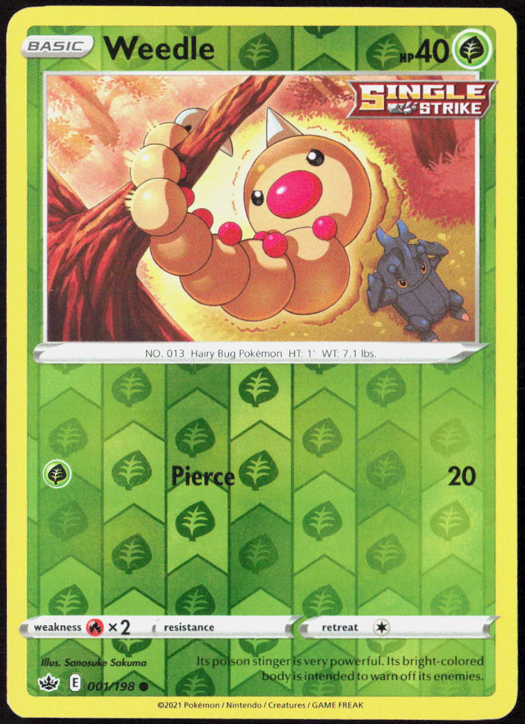 Weedle Reverse Holo 001/198 SWSH06: Chilling Reign NM