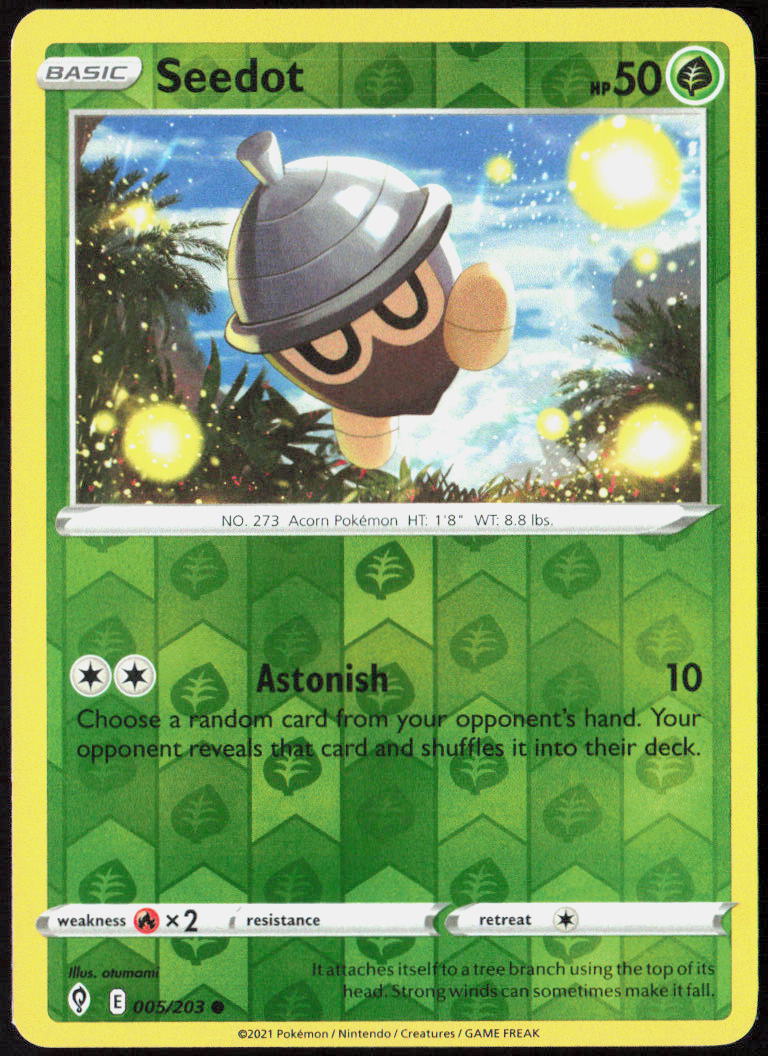 Seedot Reverse Holo 005/203 SWSH07: Evolving Skies Pokemon TCG LP