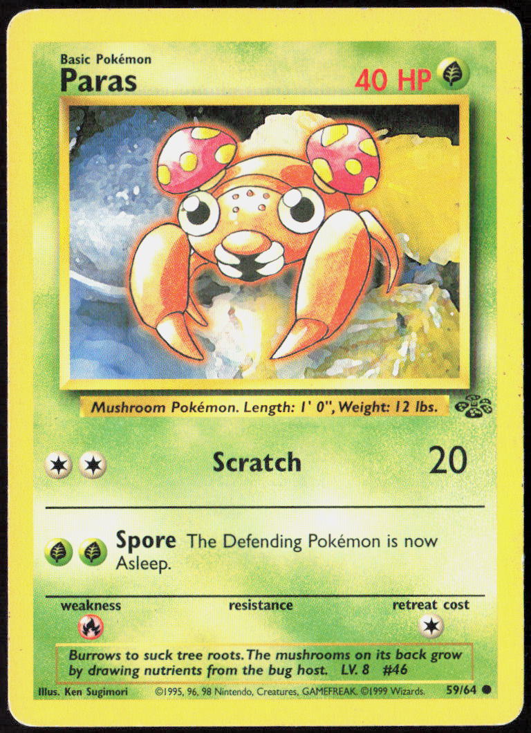 Paras Unlimited 59/64 Jungle Pokemon TCG MP