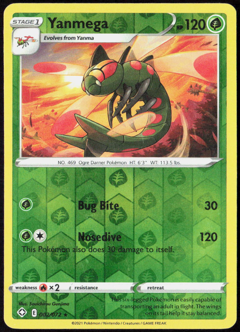 Yanmega Reverse Holo 002/072 Shining Fates LP