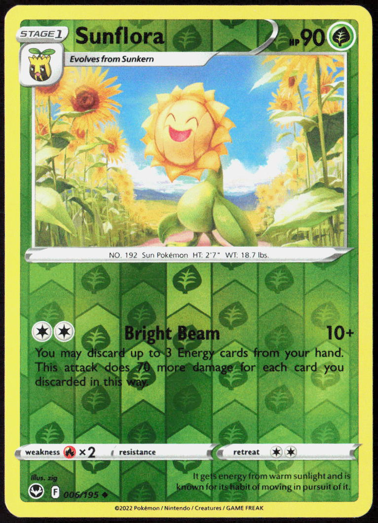 Sunflora Reverse Holo 006/195 SWSH12: Silver Tempest Pokemon TCG LP