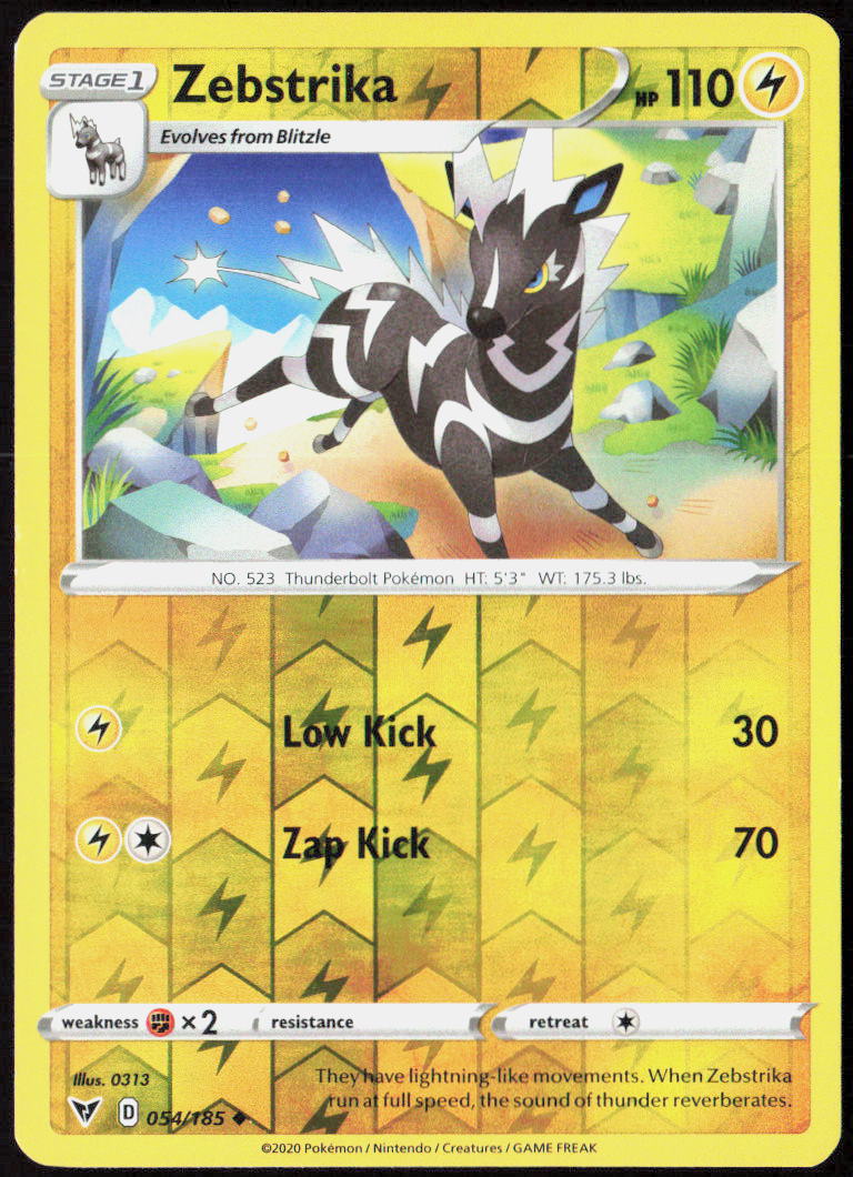 Zebstrika Reverse Holo 054/185 SWSH04: Vivid Voltage Pokemon TCG LP