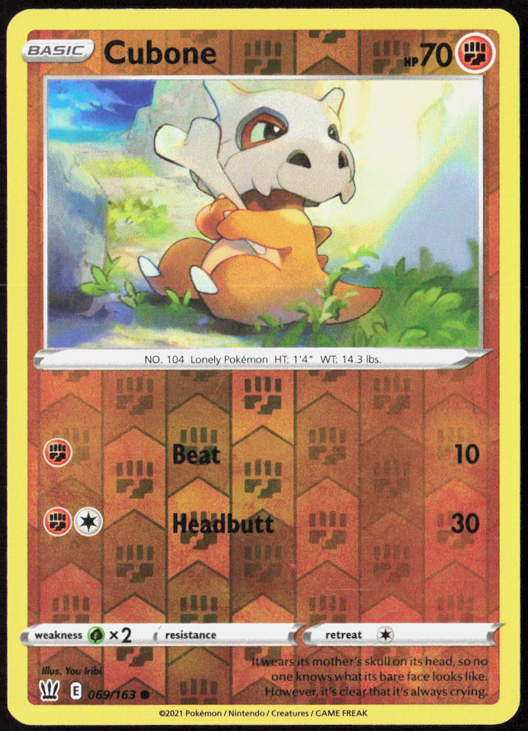 Cubone Reverse Holo 069/163 SWSH05: Battle Styles Pokemon TCG LP