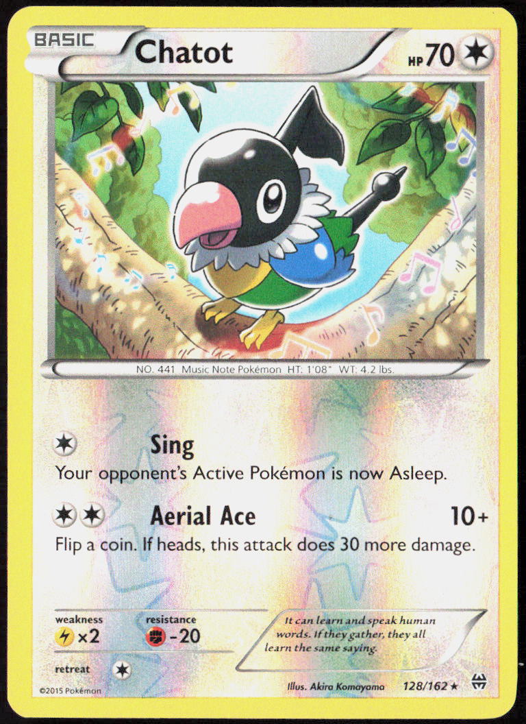 Chatot Reverse Holo 128/162 XY - BREAKthrough Pokemon TCG LP