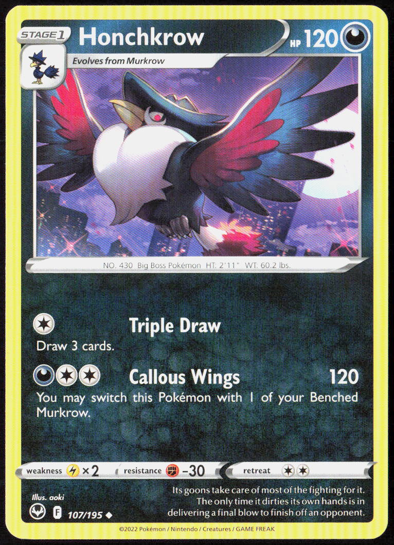 Honchkrow 107/195 SWSH12: Silver Tempest Pokemon TCG LP