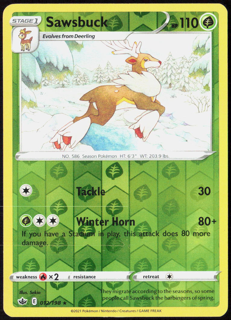 Sawsbuck 012/198 SWSH06: Chilling Reign Pokemon TCG LP