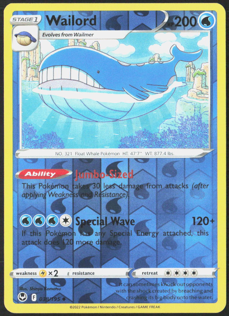 Wailord Reverse Holo 038/195 SWSH12: Silver Tempest Pokemon TCG LP