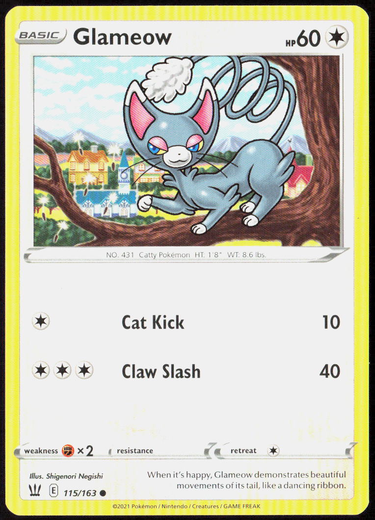 Glameow 115/163 SWSH05: Battle Styles Pokemon TCG LP